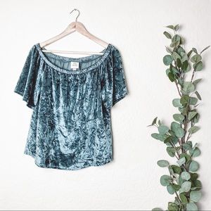 Knox Rose Velvet Blouse Teal Size Medium